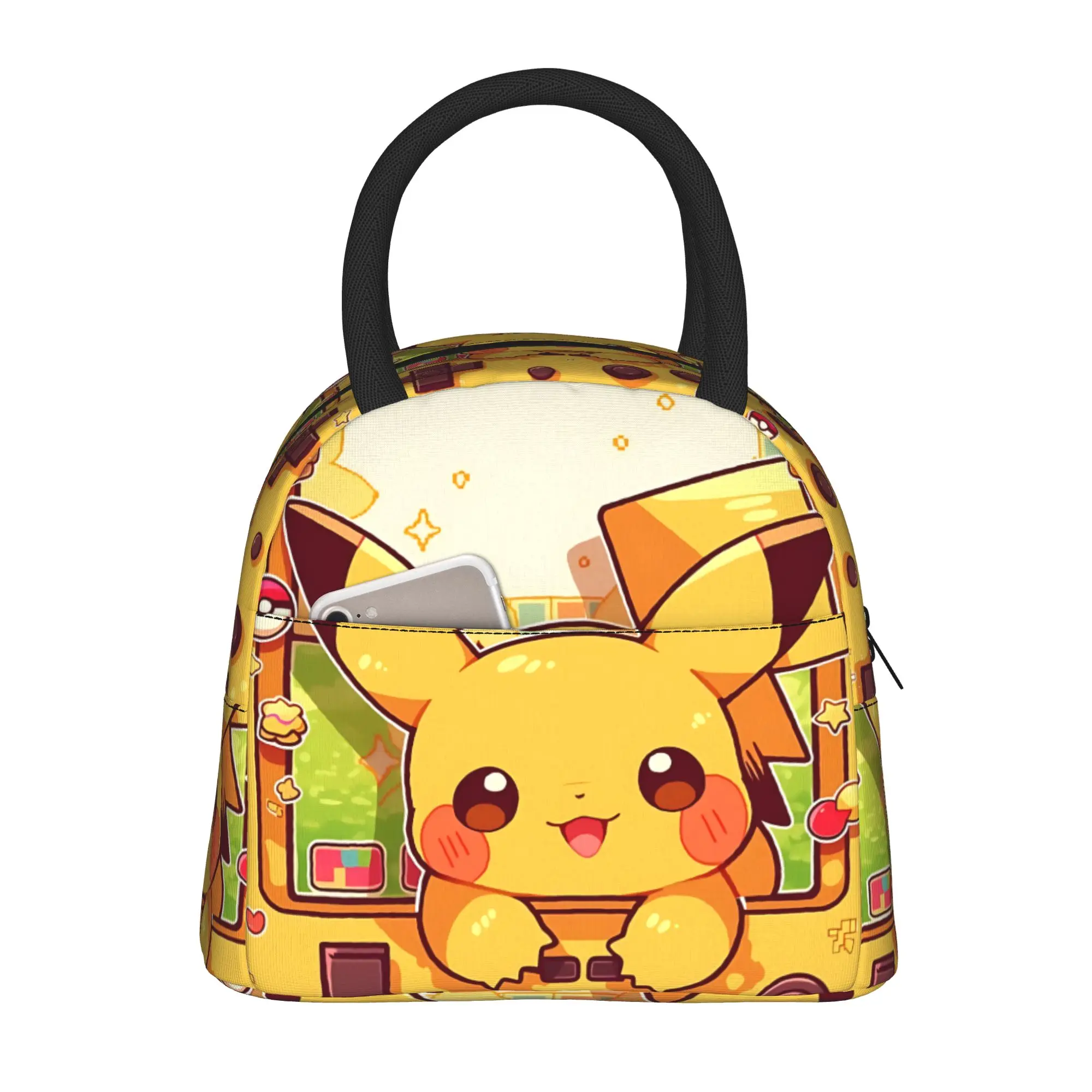 Cartoon Pokemon Theme Handbag Insulated Lunch Bag Ice Pack Rice Bag Pikachu Meme bolsa Student Bento Lunch Handbag Insulation
