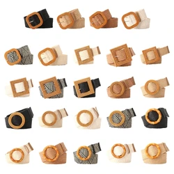 Adjustable Buckle Waist Belt Women Elastic Weaving Belt Wide Waistband for Woman Girls Colorful Straw Vintage Waist Belt