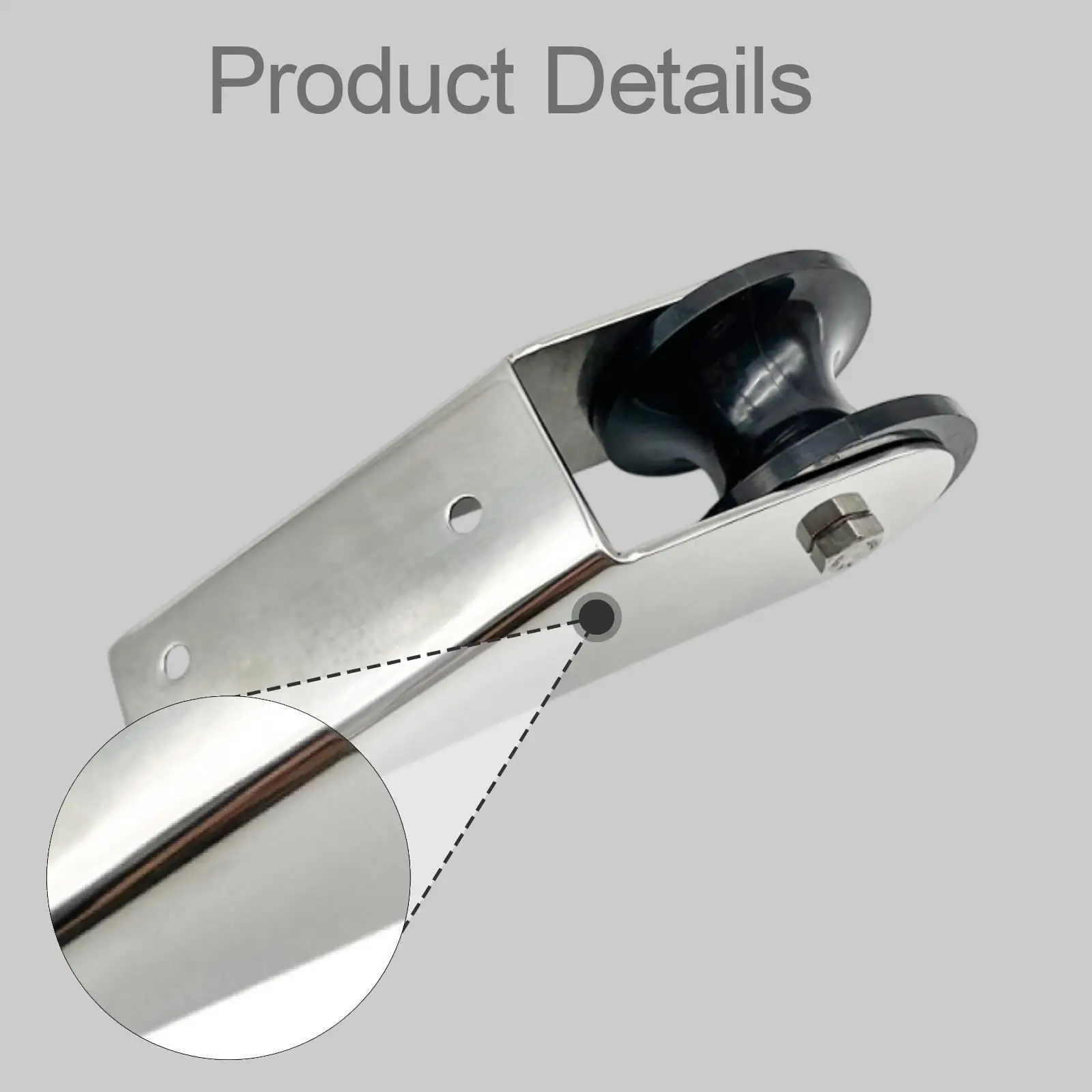 Stainless Boat Anchor Roller Rest with Rubber Roller Pre Drilled Mounting Holes Marine Grade Smooth Rolling Guide for Yachts