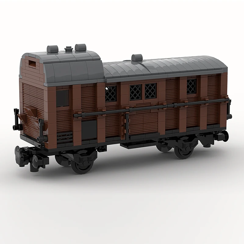City Car Model MOC Building Bricks Railway Caboose Freight Wagon Modular Technology Gifts Holiday Assemble Children Toys Suit
