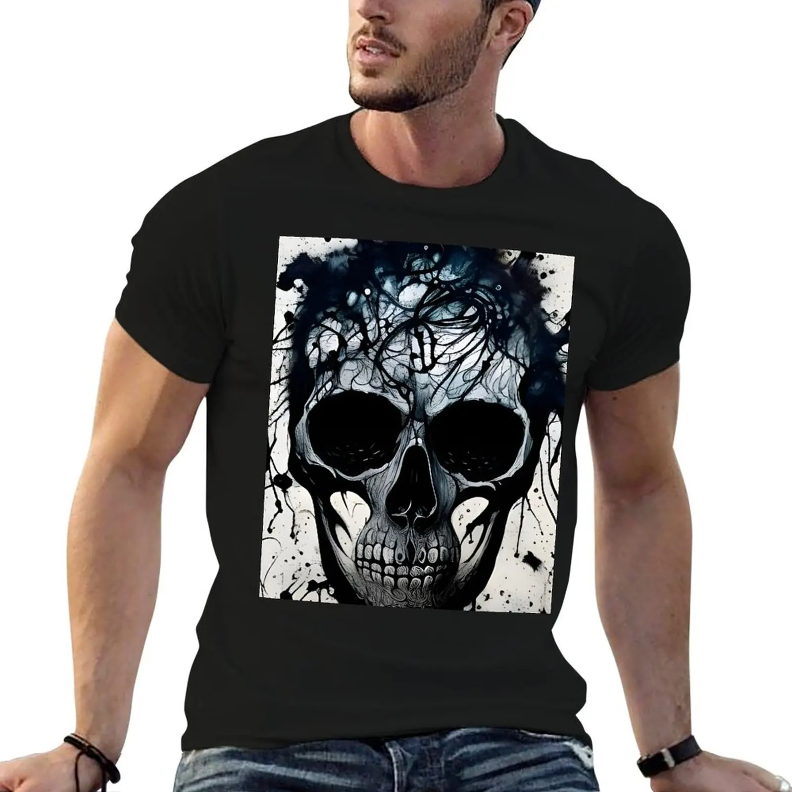 Dripping Skull T-Shirt man graphic t shirt t shirts with prints t shirts designer T-shirt