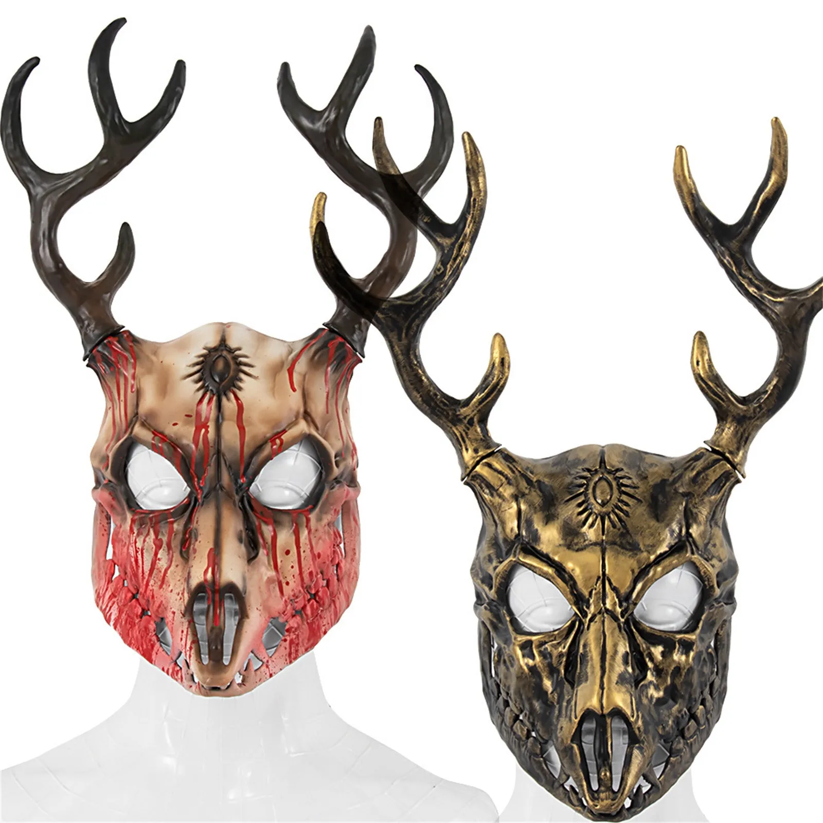 Antlers Masks Cosplay Animal Bighorn Sheep Deer Bone Antler Halloween Party Stage Play Performance Masquerade Scary Masks Props