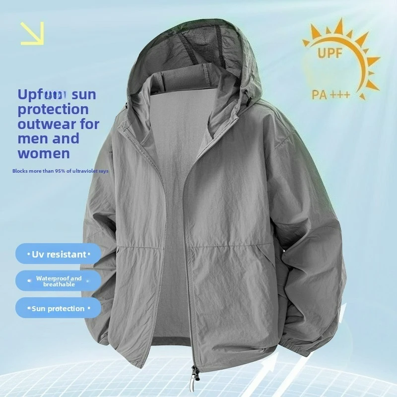 

2026 Summer Sun Jacket Men Outdoor Clothing Quick Dry Skin Coat Sports Sunscreen Cycling Fishing Camping Jacket With Hat