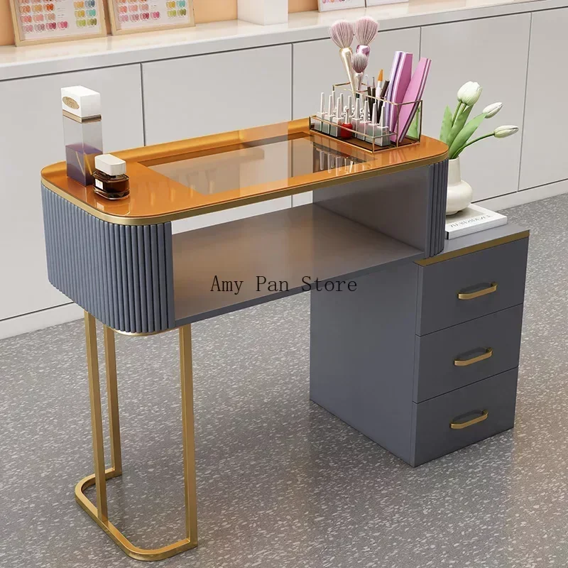 Exquisite Manicure Table Powder Cabinet Designer Modern Nail Table Commercial Mesa Pra Manicure Nail Bar Furniture MQ50NT