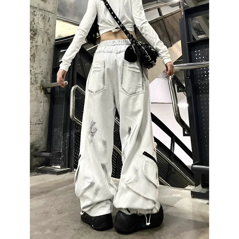 

Vintage Baggy Ripped Jeans women Streetwear Harajuku Wide Leg Denim Trousers 2000s 90s Grunge Hip Hop Y2k Pants Oversize Clothes