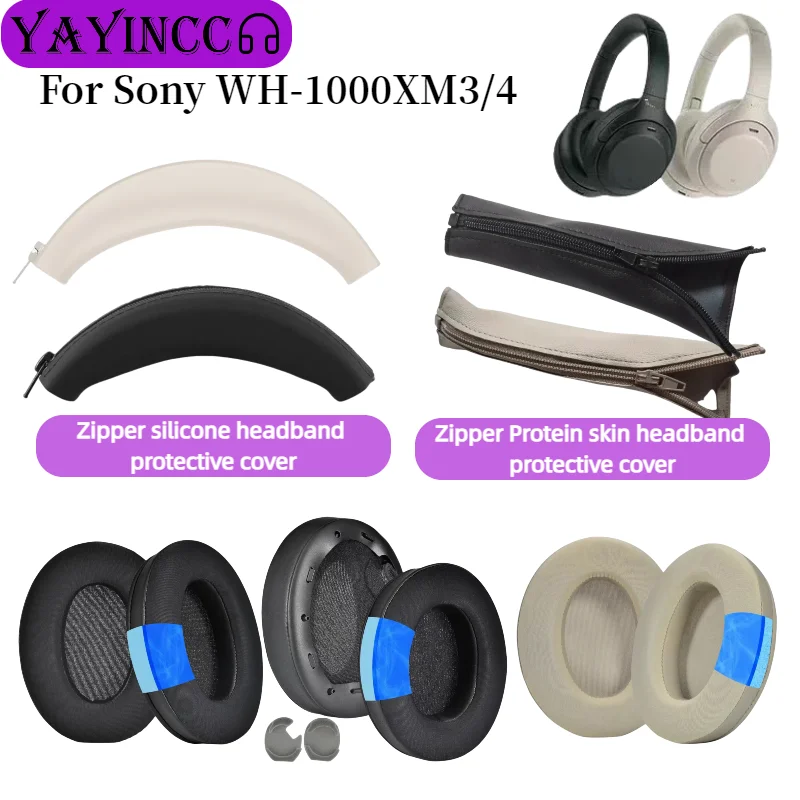 

YAYINCC Upgraded Ear pads Zipper head beam protective cover For Sony WH-1000XM2/XM3/XM4 headset Replacement Cooling Gel Earmuff