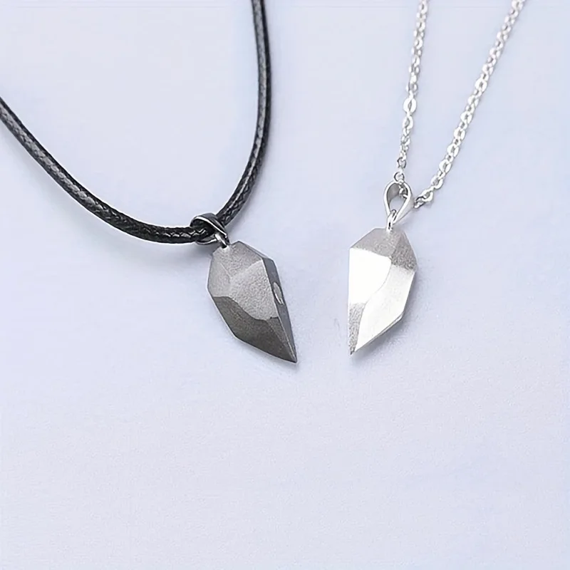 Good Simple Quality Couple Pendant Necklace Electrocardiogram,Magnetic Heart,Pendant Splicing Necklace Valentine's Day Gifts