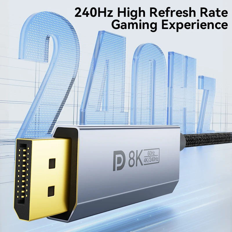 Type-C to DisplayPort 1.4 8K Cable With PD Charging 8K@60Hz 4K@120Hz for Gaming PC Laptop Monitor Connection