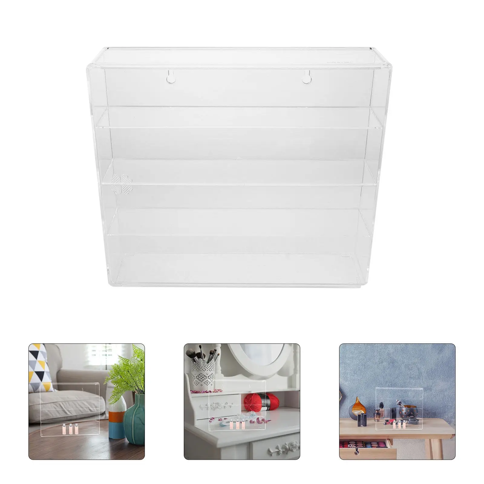 Clear Makeup Organizer Case with 4 Adjustable Compartments Lipstick Gloss Beauty Tool Countertop Storage