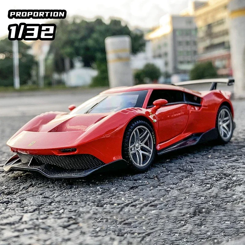 

Коллекционная модель автомобиля Ferrari P80C, 1:32, литой автомобиль из сплава, игрушечные автомобили, модель автомобиля со звуком и фотомагнитом, коллекционные автомобили, игрушки для детей