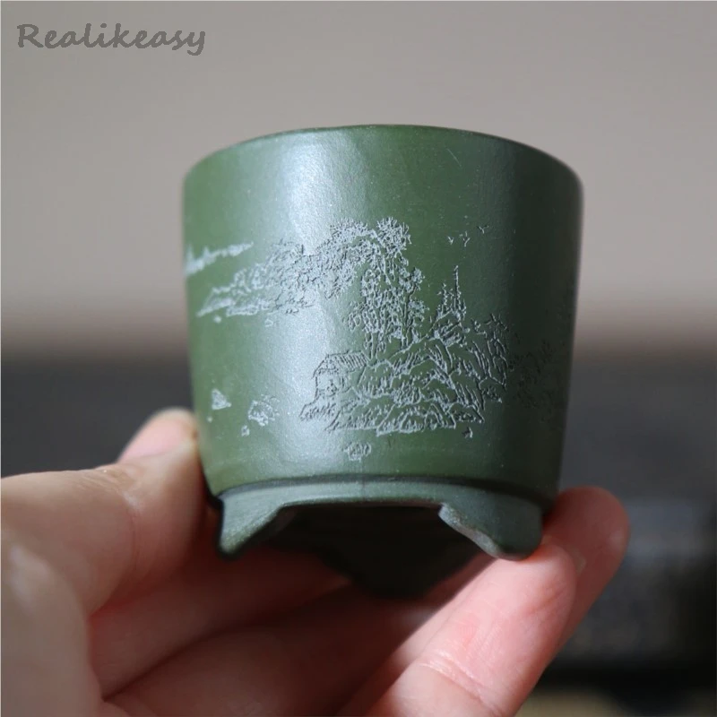 4Colors Purple Clay Flower Pot Round Chinese Mini Bonsai Flower Pot Household Desktop Mini Succulent Flower Pot Home Decor LJ462