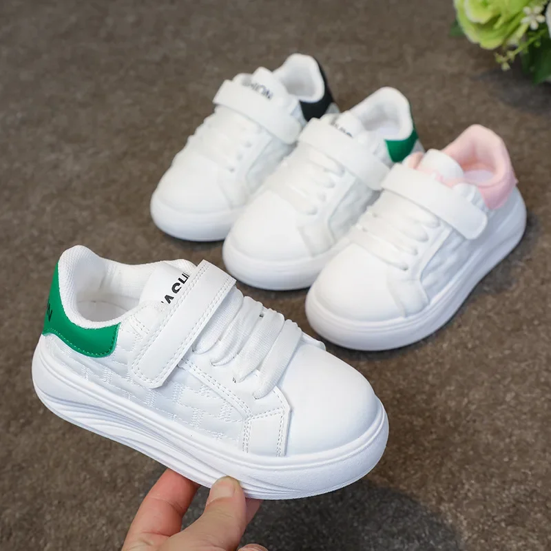 2024 Children Little White Shoes for Girl Boy Autumn New Fashion Korean Style Soft Thick Sole Anti-slippery Comfortable Sneakers