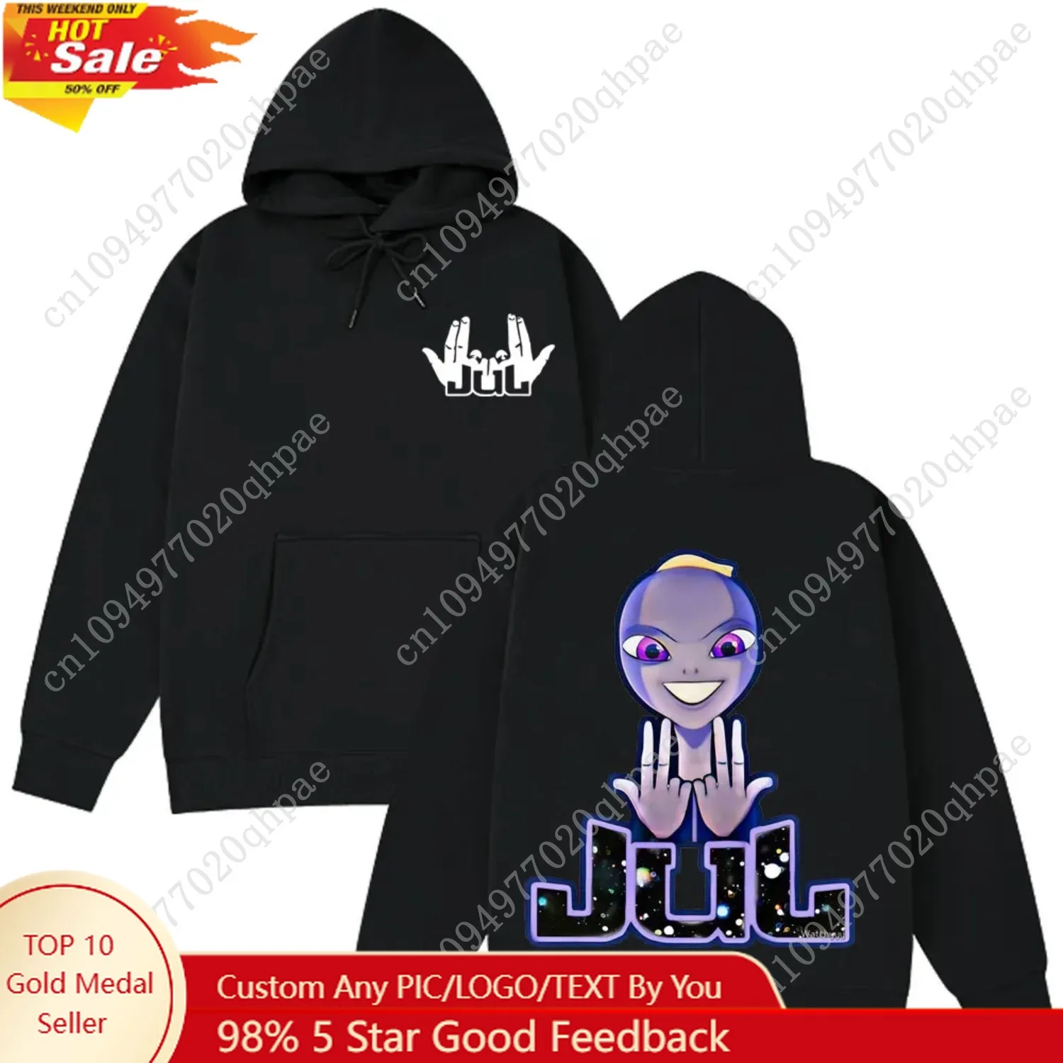 

Jul French Rapper Album Merch Hoodie Men woman Loose Clothing Hip-hop Sweatshirt Long sleeves Unisex Fashion Design Pullover