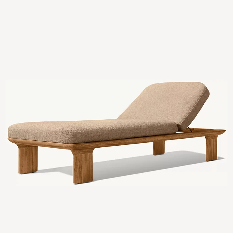 Modern Sun Beach Lounge Chairs Teak Wood Outdoor Furniture Daybed Set For Home Hotels Villas Park Patio Use