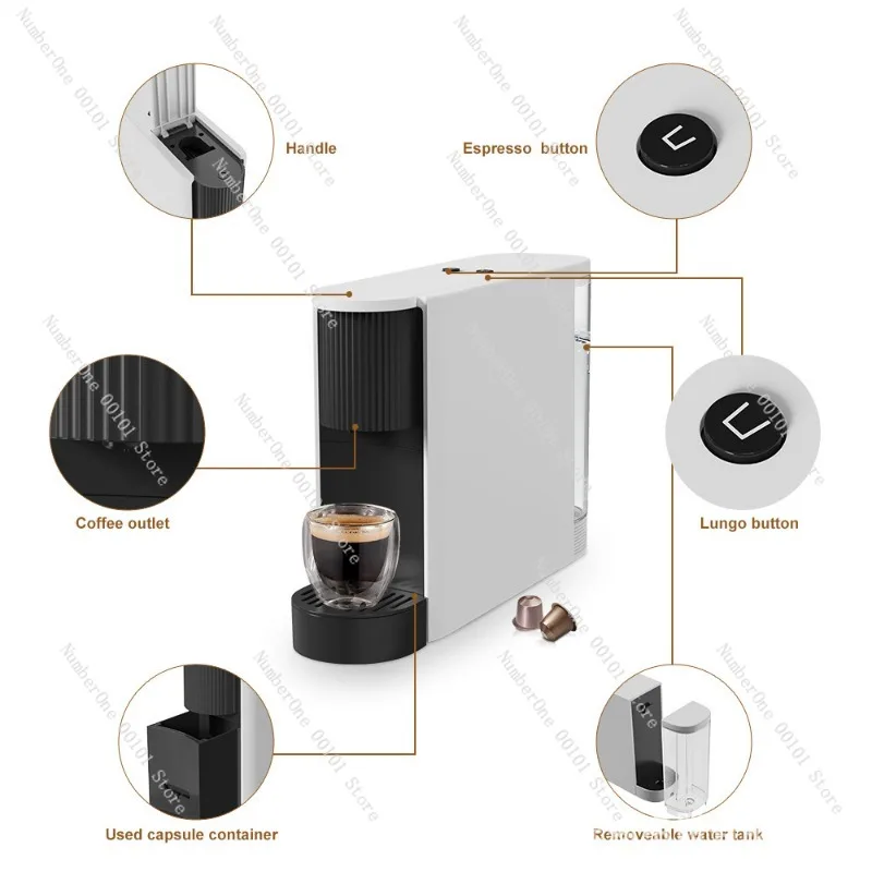 Máquina de café Espresso para el hogar, automática, para oficina, pequeña