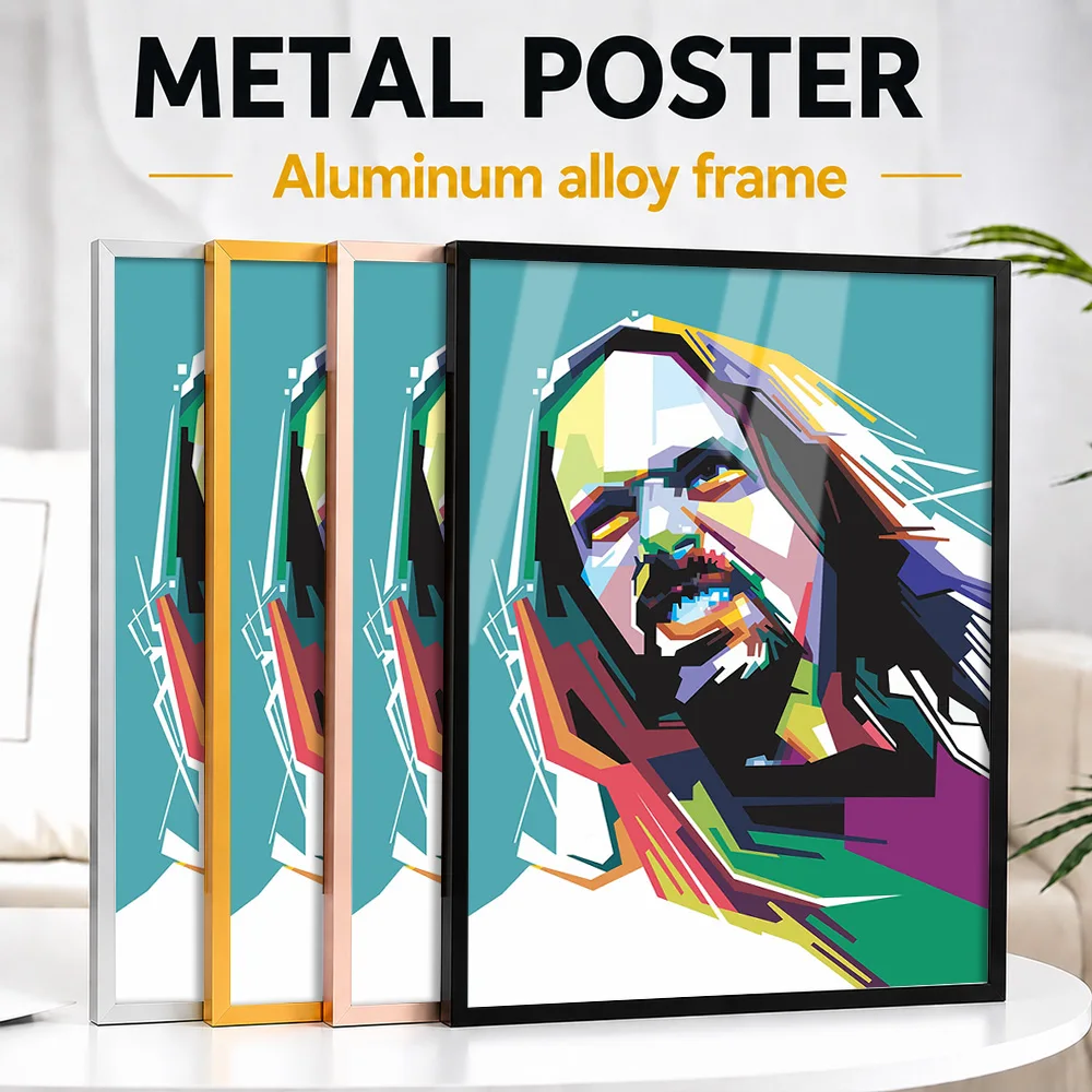 Bob Marley Colorful Reggae Portrait Framed Metal Poster Personalized Recording Tribute Wall Art Ideal For Music Fans In Home Bar