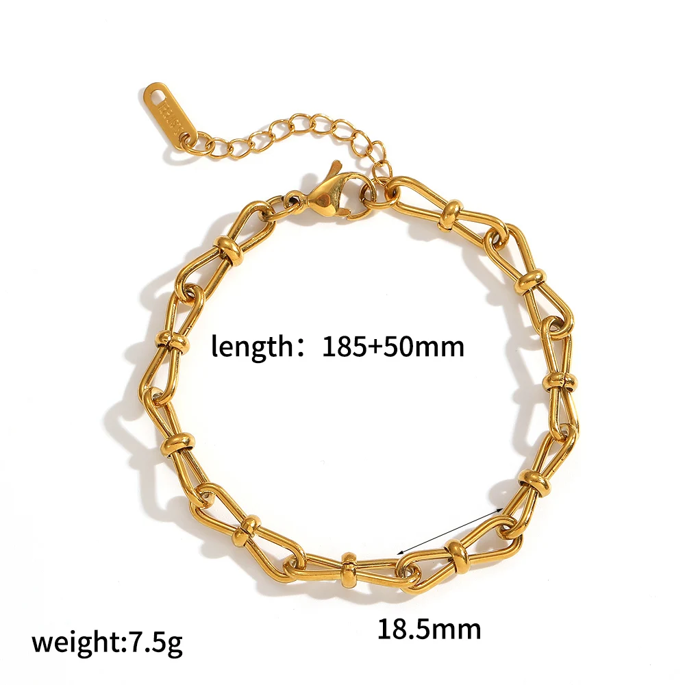 Modisches Armband aus Edelstahl mit breiter Kette, 18 Karat vergoldet, wasserdicht, Schmuckaccessoire für Damen und Herren. – Detail 9