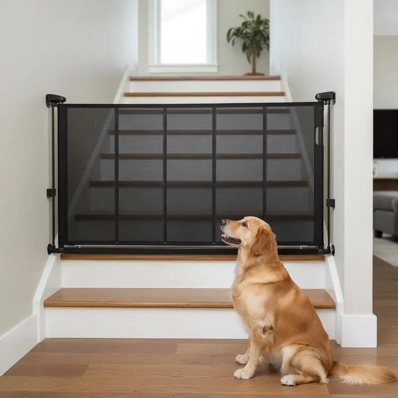 Ausziehbare Sicherheitsbarriere bis zu 140 cm Höhe, 87 cm, Einziehbare Barriere für Haustiere, Zaun