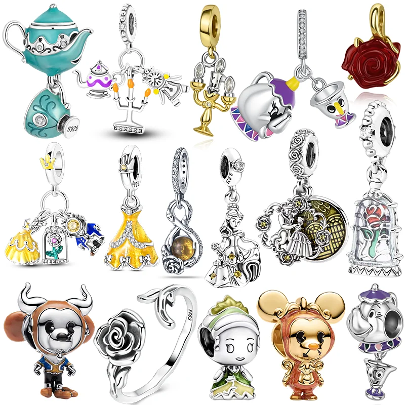 925 Silver Mr. Beast And The Beautiful Lady Charms Bead Pendant Fit Original Bracelet Necklace DIY Women Fine Jewelry Gift