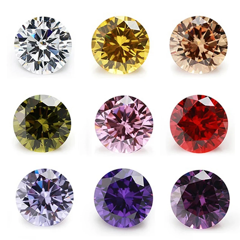 30pcs Size 3.25mm~12.0mm 5A Round Cut CZ Stone Various Color Loose Cubic Zirconia Synthetic Gems For Jewelry Making