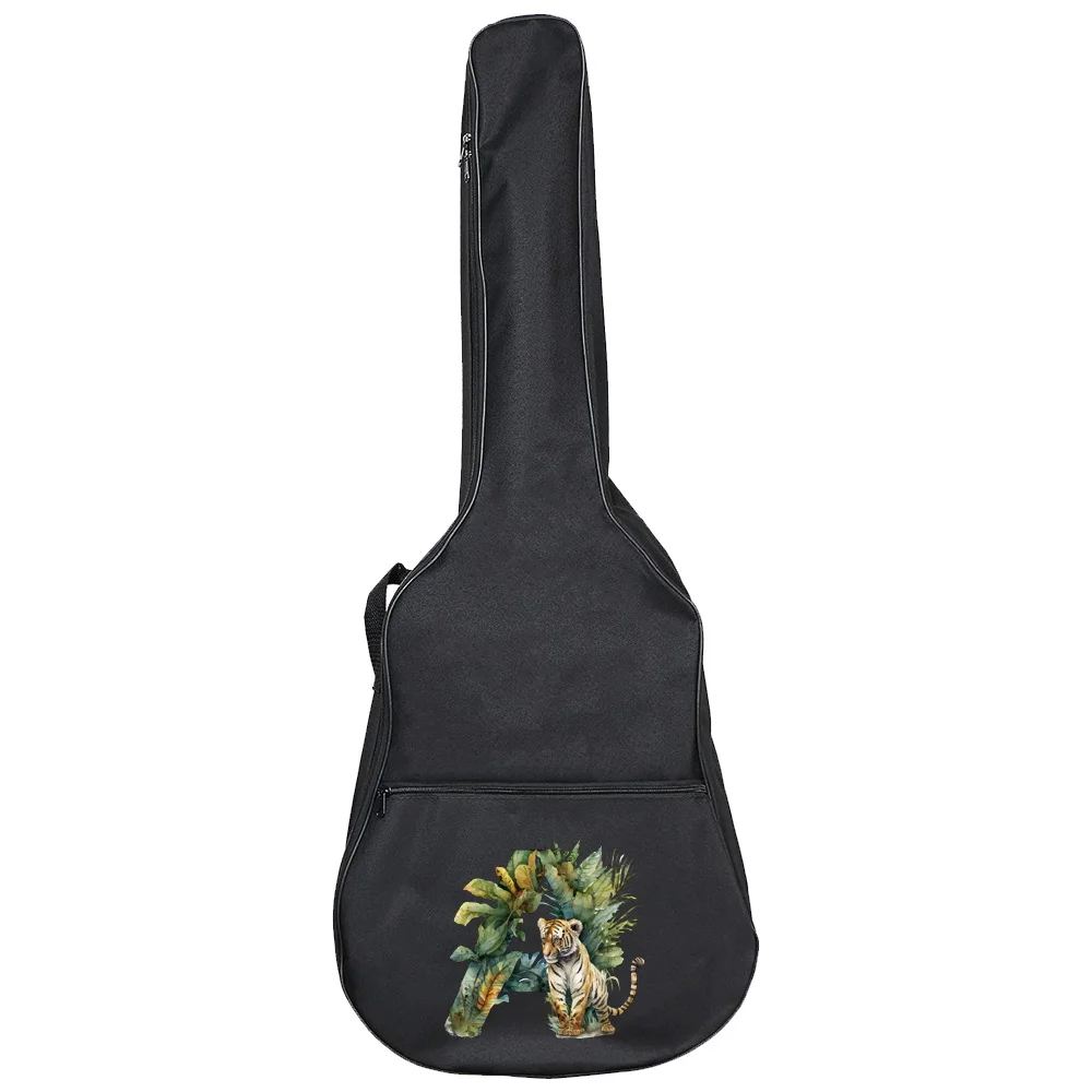 Acoustic Guitar Case 31-41 Inch Guitar Bag Waterproof Black Guitar Backpack Jungle Tiger Printing Series Guitars Organizer Bags