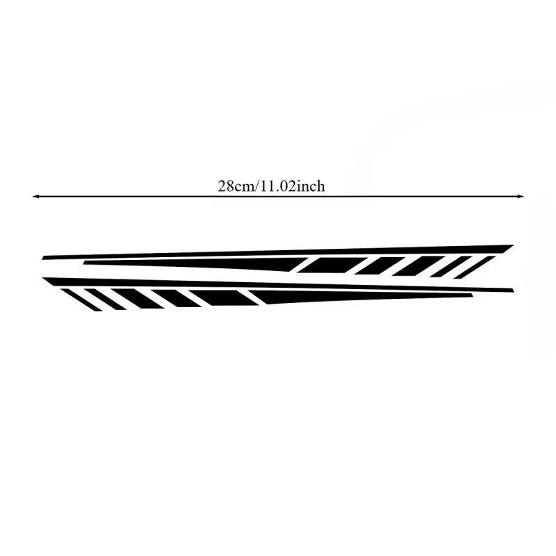 2Pcs PVC Car Body Side Reflective Decal Universal Black Car Side Door Stripe Sport Style Cool Racing Stripe Graphic Stickers SUV