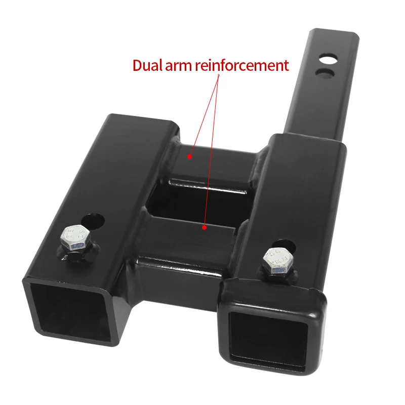 Dual 2-inch Extension Receiver trailer hitch for use trailer arm install