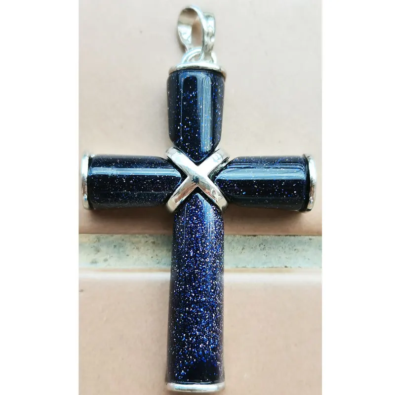 Jaspe Aventurine Sand Crystal Howlite Lapis Lazuli Goldstone Opal  Carnelian Cross Pendant Bead WFH1116