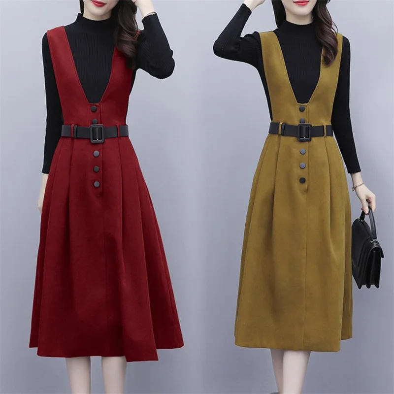 

New women's fashion Western style strap dress two-piece set