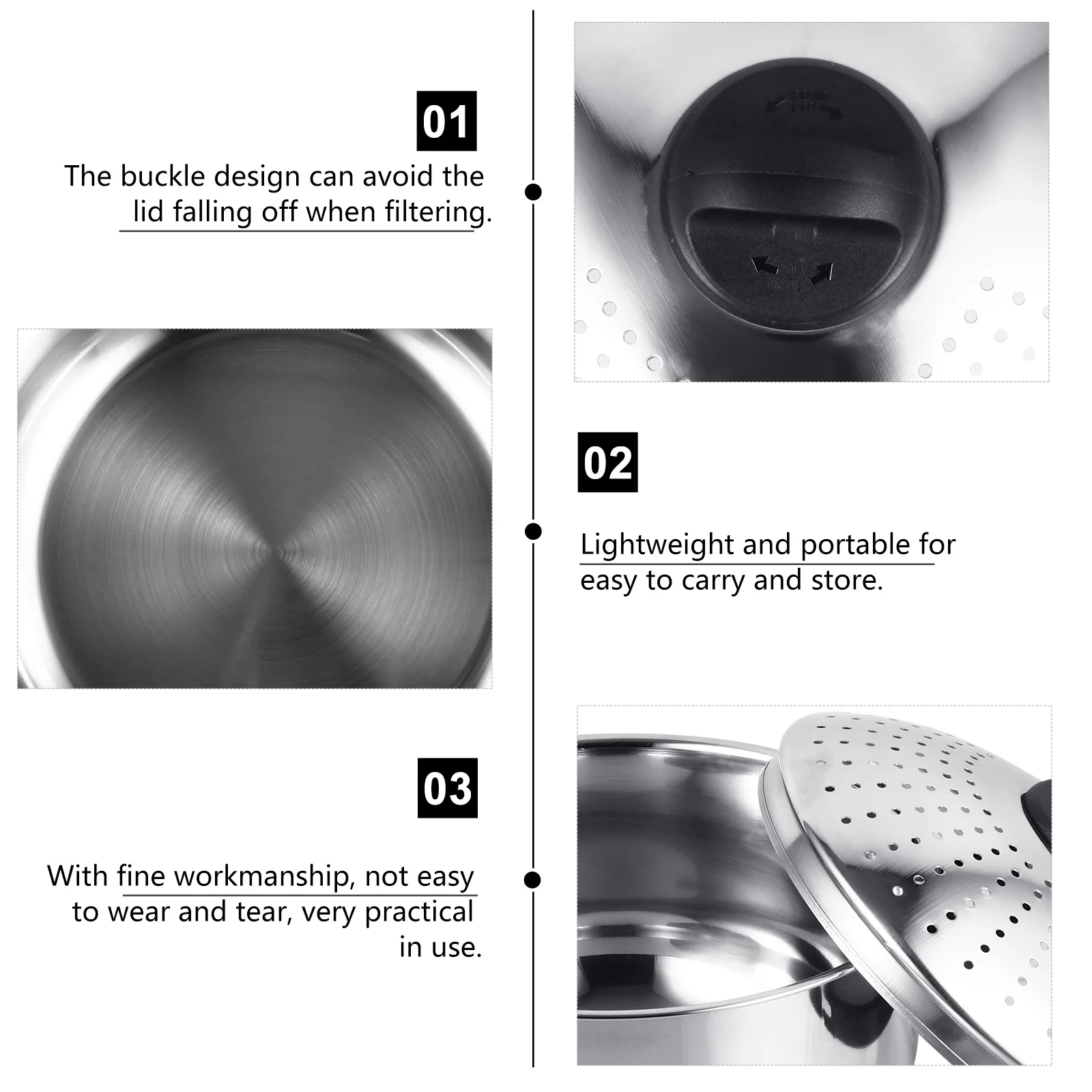 

Pot Stainless Steel Noodle Cooker For Ramen Instant Noodles Non-Stick Soup Pot With Strainer Lid Lightweight