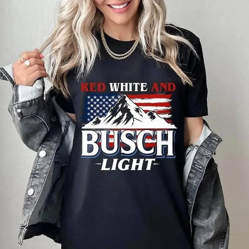 Red White and Busch Light 4th of July Shirt Independence Day T-Shirt S-3XL