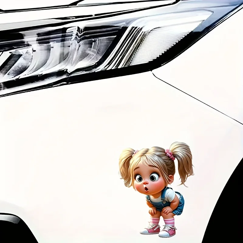 7 Inch Blonde Girl Sticker Cute Cartoon Vinyl Decal Matte Finish For Laptop Bottle Car Motorcycle Window