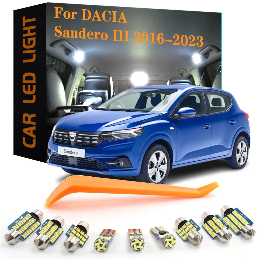 3pcs Canbus Car Accessories LED Interior Lights For Dacia Sandero III 2016 2017 2018 2019 2020 2021 2022 2023 No Error Auto Lamp