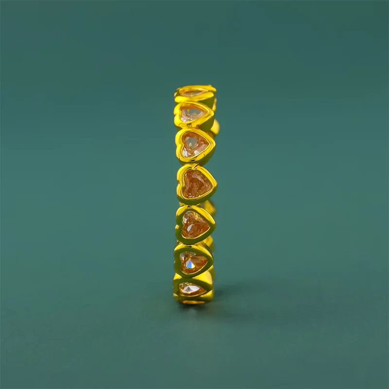 2026 New Heart Surrounded Ring Ancient Gold Plated Sweet Fashion Couple Rings Premium Joint Heart Shape Hand Jewelry For Women M