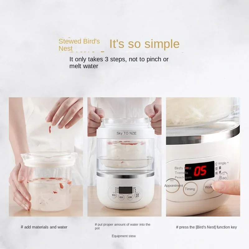 220V Automatic Bird's Nest Stew Pot with Nutrition Soup and Sweet Dessert Function