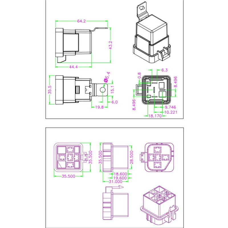 LBER 2X 60/80 Amp 12 Volt Waterproof Automotive Relay With Pigtail 5-Pin Heavy Duty 12 AWG Relays For Boats Auto Fan Cars