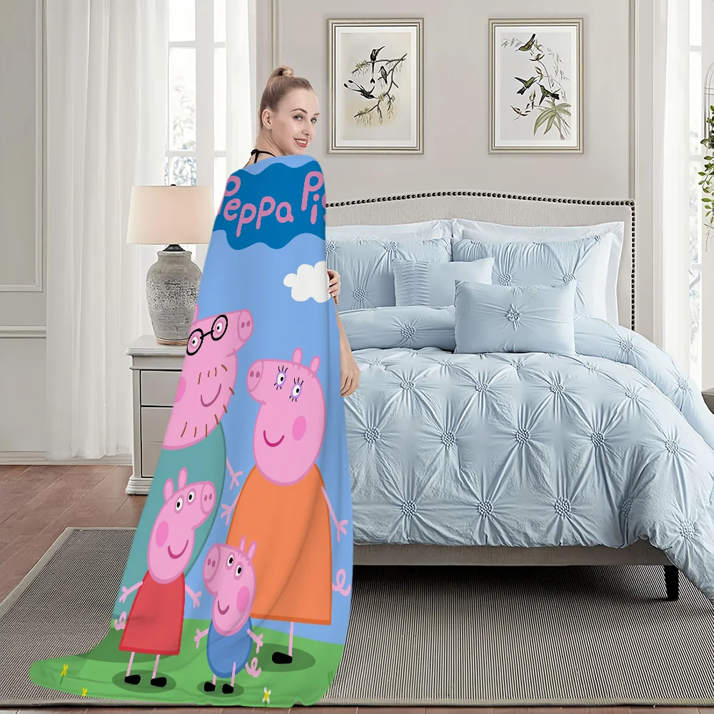 Cartoon Cute P-Pep-pa P-Pig Blanket Blanket for Couch Sofa Travel Home Hiking Picni Bed Beding Flannel Blanket birthday gift #5