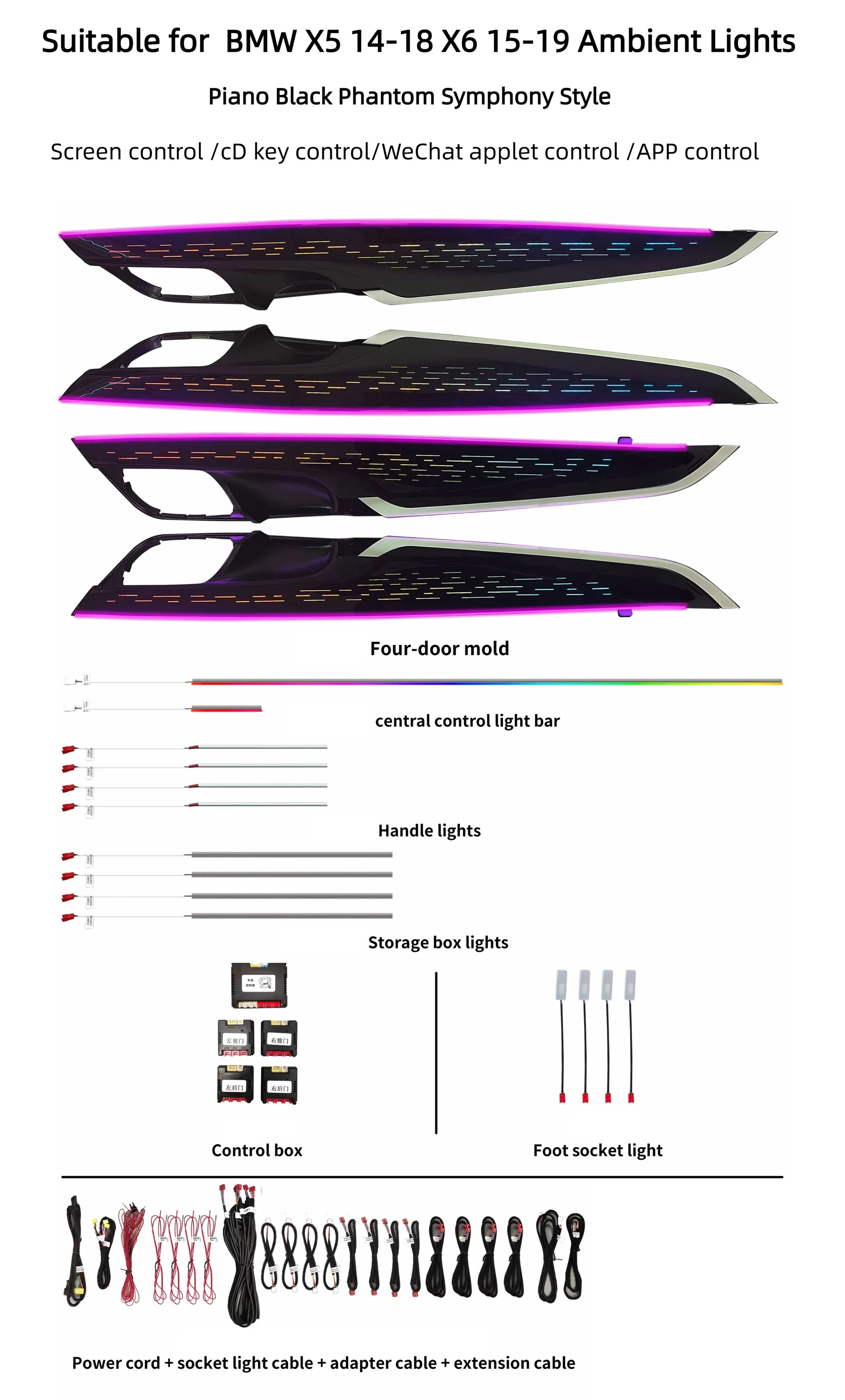 High Brightness Symphony Ambient Light Dynamic Interior Atmosphere Lamp Modified Parts for 2014 2018 X5 F15 2015 2019 X6 F16 view 3