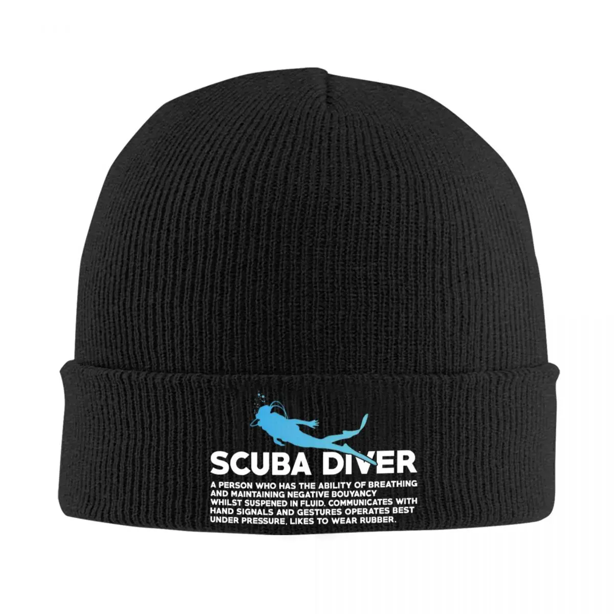 Scuba Diver Definition Funny Scuba Diving Ocean Lovers Hat Autumn Winter Beanie Warm Cap Female Male Acrylic Knitted Caps