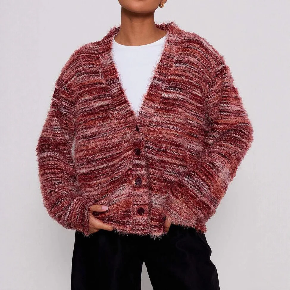 

Осенне-зимняя верхняя одежда с длинным рукавом, винтажный полосатый трикотаж, элегантный мягкий уютный женский вязаный свитер с коротким рукавом