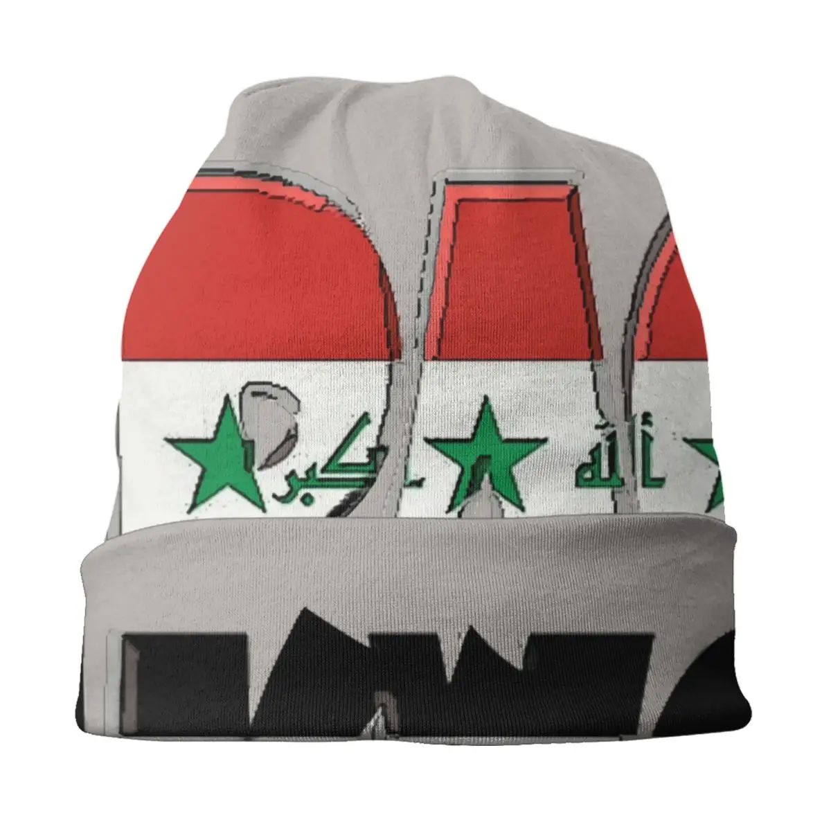 Custom Iraq Font With Iraqi Flag Print Skullies Beanies Caps Unisex Winter Warm Knitted Hat Hip Hop Adult Bonnet Hats Ski Cap