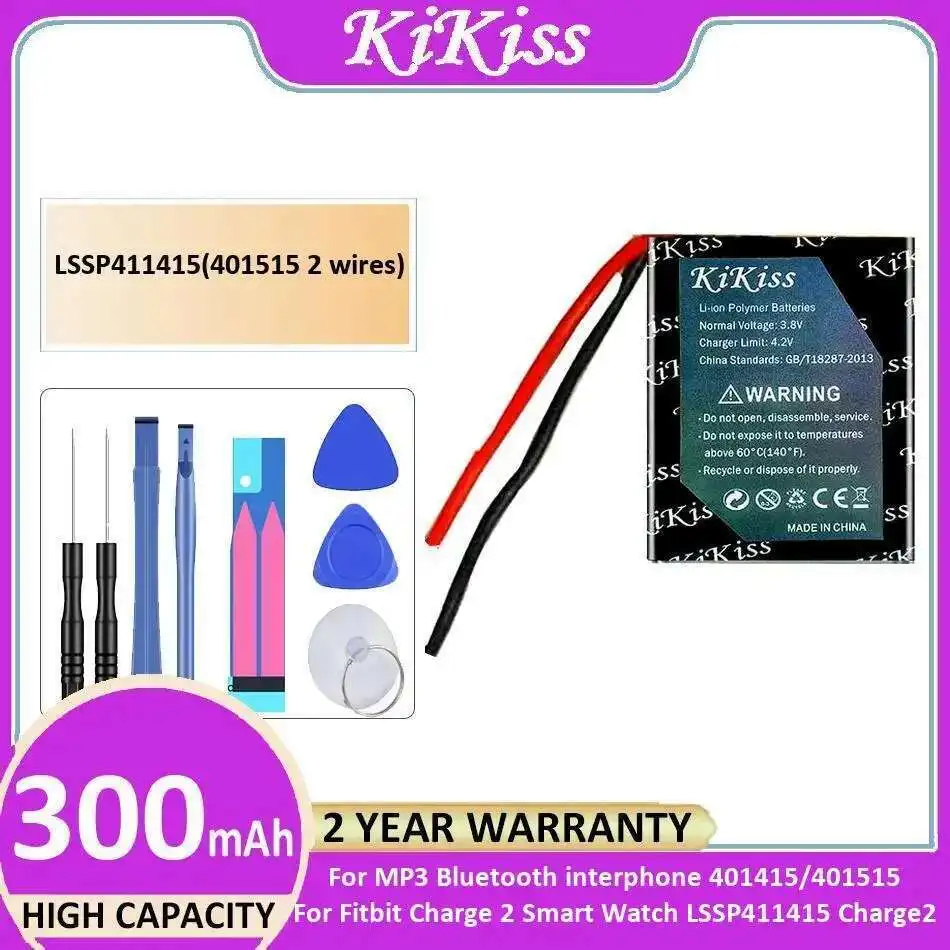 

Battery For MP3 Bluetooth Interphone 401415 401515 Fitbit Charge 2 Smart Watch LSSP411415 Charge2 Wires