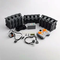 DIYトレイン付きモーターキット,バッテリー付きリモコン,LEDストリップレール,シティ,pf,mocブロックと互換性があります