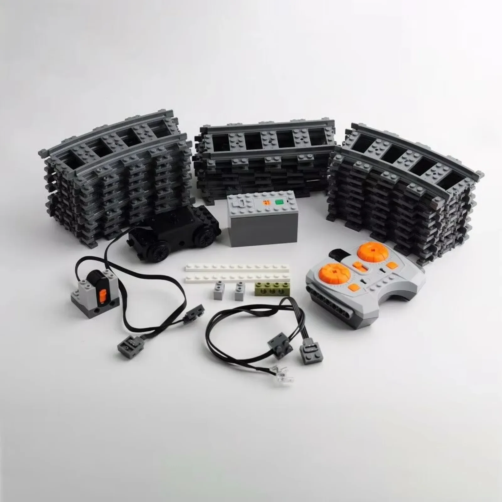 DIY Train Motor Set IR Remote Receiver AAA Battery Case LED Strip Rail Tracks compatible with legoeds city train PF MOC Blocks