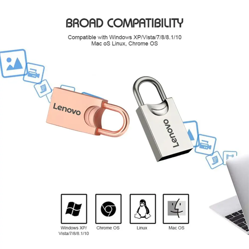 Lenovo Usb Flash Drives Usb3.1 2T Metal High Speed Pendrive 1TB Portable UDisk Waterproof Memoria Usb Flash Disk TYPE-C Adapter