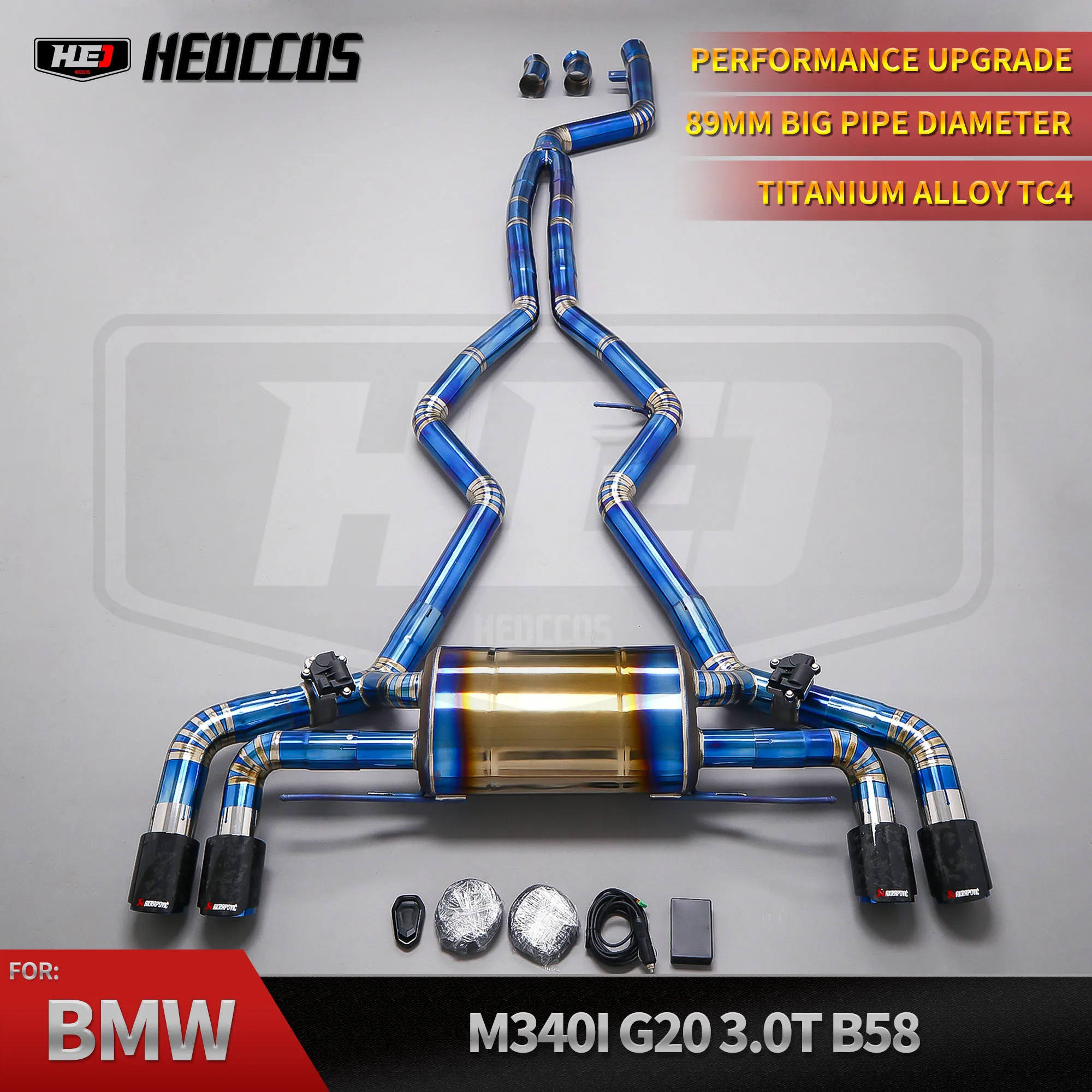 

HEO 89 мм труба catback для BMW M340i G20 B58 титановая выхлопная система электрический клапан глушитель выхлопная высокопроизводительная выхлопная труба