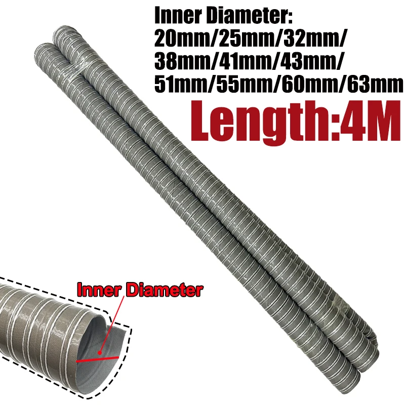 

4M Silicone Car Hood Air Intake Pipe Air Ducting Hose Heat Resistant Tube Gray Flexible Filter Pipe ID:20-65mm For Camper Truck