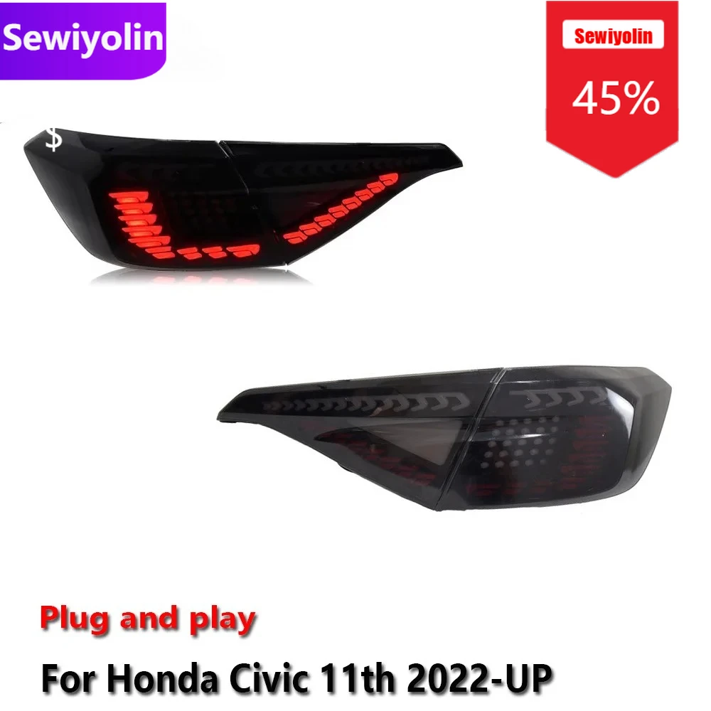 

Автомобильные светодиодные задние фонари DRL в сборе для HONDA Civic 11th 2022-UP, авто противотуманные DRL, стоп-сигналы поворота, Plug and Play
