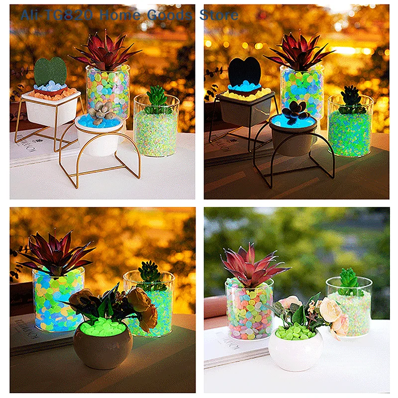 [TG820]100pcs Garden Decor Luminous Stones Glow In The Dark Decorative Pebbles Outdoor Fish Tank Decoration Aquarium Accessories