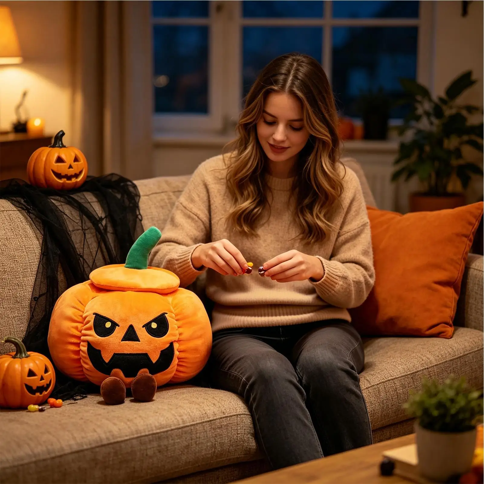 Halloween Plush Toys Pumpkin Doll Heavy Toys Cartoon Stuffed Plushie Holiday Gift Children's Doll Halloween Gifts Home Decor